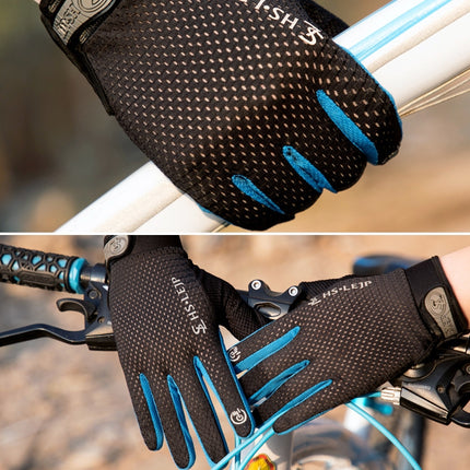 HSLEJP Outdoor Sports Breathable Touch Screen Antiskid Cycling Full Finger Gloves, Size: M(Black)-garmade.com