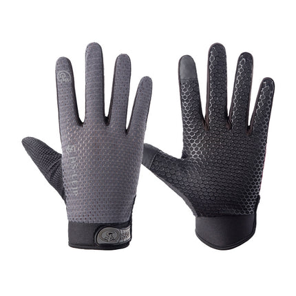 HSLEJP Outdoor Sports Breathable Touch Screen Antiskid Cycling Full Finger Gloves, Size: M(Gray)-garmade.com