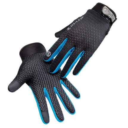 HSLEJP Outdoor Sports Breathable Touch Screen Antiskid Cycling Full Finger Gloves, Size: L(Black)-garmade.com