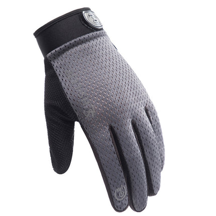 HSLEJP Outdoor Sports Breathable Touch Screen Antiskid Cycling Full Finger Gloves, Size: L(Gray)-garmade.com