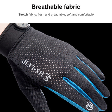 HSLEJP Outdoor Sports Breathable Touch Screen Antiskid Cycling Full Finger Gloves, Size: L(Black+Blue)-garmade.com