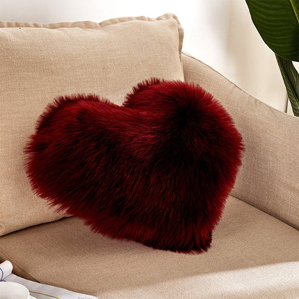 Home Cushion Pillow can be Washed without Core Heart-shaped Pillowcase, Size: 40x50cm(Red Wine)-garmade.com