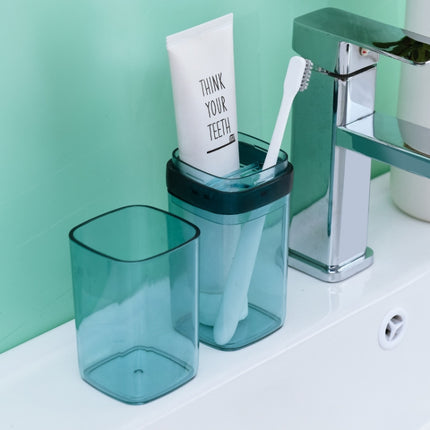 2 PCS Travel Toothbrush Box Portable Couples Set Mouthwash Cup(Transparent Coffee)-garmade.com