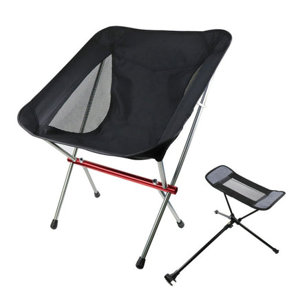 Outdoor Beach Chair Aluminum Alloy Ultra Light Camping Barbecue Fishing Portable Folding Back Chair(Folding Chair + Telescopic Tripod)-garmade.com