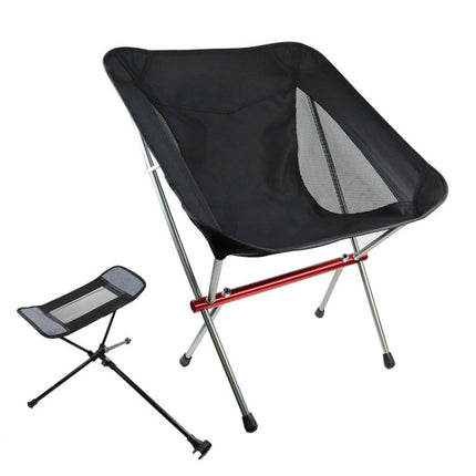 Outdoor Beach Chair Aluminum Alloy Ultra Light Camping Barbecue Fishing Portable Folding Back Chair(Folding Chair + Telescopic Tripod)-garmade.com