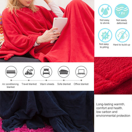 Spring and Autumn Soft and Thick Coral Fleece Blanket TV Blanket(Red)-garmade.com