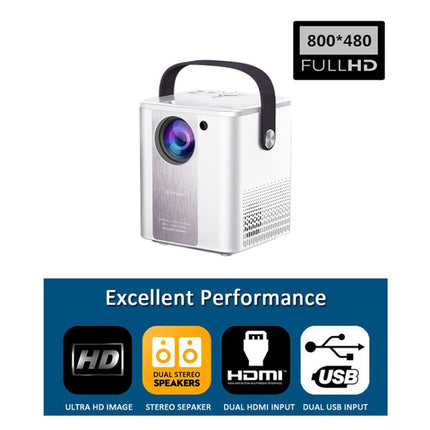 C500 Portable Mini LED Home HD Projector, Style:Same Screen Version(White)-garmade.com