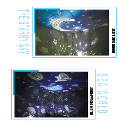 Starlight USB Fantasy Atmosphere Projection Lamp LED Rotating Night Light(White)-garmade.com