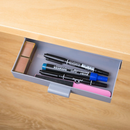 Hidden Drawer Storage Box Office Desk Bottom Paste Large Capacity Pen Case(Dark Blue)-garmade.com