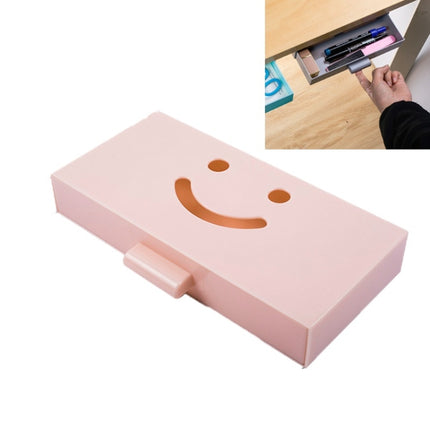 Hidden Drawer Storage Box Office Desk Bottom Paste Large Capacity Pen Case(Pink)-garmade.com