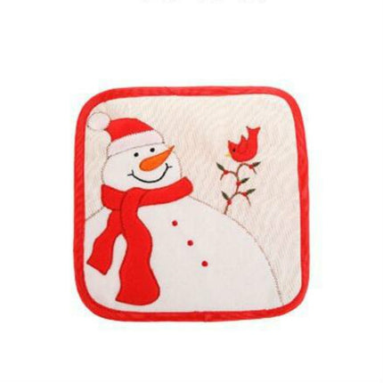 Christmas Decorations Insulation Gloves Insulation Placemat Microwave Glove Mat, Style:Placemat(Snowman)-garmade.com