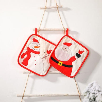 Christmas Decorations Insulation Gloves Insulation Placemat Microwave Glove Mat, Style:Placemat(Snowman)-garmade.com