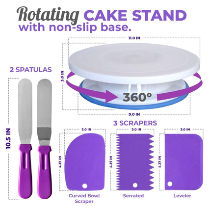 60 PCS/Set Cake Turntable Set Decorating Table Decorating Mouth Silicone Bag Baking DIY Combination-garmade.com