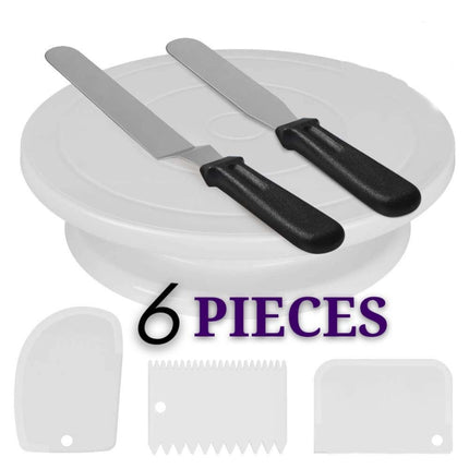 6 PCS/Set Cake Turntable Set Decorating Table Decorating Mouth Silicone Bag Baking DIY Combination-garmade.com