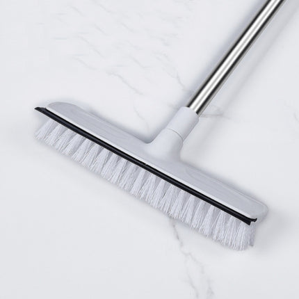 Retractable Floor Brush Bathroom Cleaning & Wiping Dual Purpose Brush Long-handled Bristle Floor Brush, Size:1.4M(White)-garmade.com