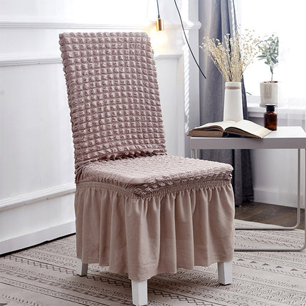 Bubble Skirt Chair Cover Household Elastic Universal One-piece Seat Stool Cover Fabric Grid Chair Cover, Size: Universal Size(Pink)-garmade.com