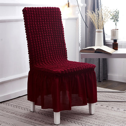 Bubble Skirt Chair Cover Household Elastic Universal One-piece Seat Stool Cover Fabric Grid Chair Cover, Size: Universal Size(Wine Red)-garmade.com