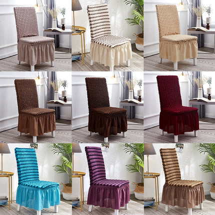 Bubble Skirt Chair Cover Household Elastic Universal One-piece Seat Stool Cover Fabric Grid Chair Cover, Size: Universal Size(Wine Red)-garmade.com