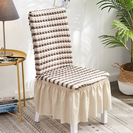 Bubble Skirt Chair Cover Household Elastic Universal One-piece Seat Stool Cover Fabric Grid Chair Cover, Size: Universal Size(Beige Strip)-garmade.com