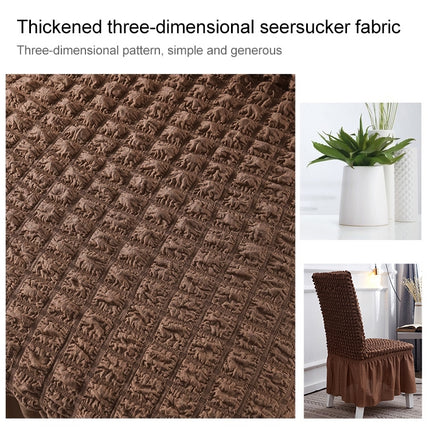 Bubble Skirt Chair Cover Household Elastic Universal One-piece Seat Stool Cover Fabric Grid Chair Cover, Size: Universal Size(Coffee Strip)-garmade.com