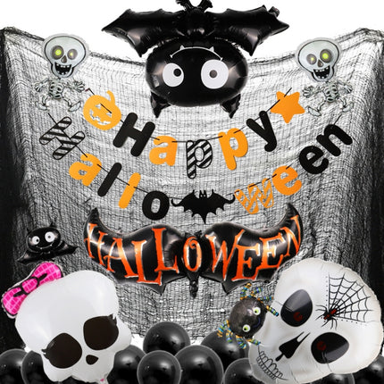 Halloween Aluminum Film Balloon Set Bar Ktv Shopping Mall Ghost Festival Flag Pulling Decoration Set, Style:Set 3-garmade.com