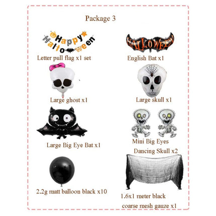 Halloween Aluminum Film Balloon Set Bar Ktv Shopping Mall Ghost Festival Flag Pulling Decoration Set, Style:Set 3-garmade.com