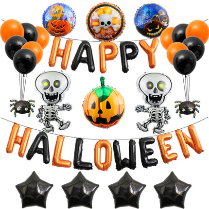 Halloween Aluminum Film Balloon Set Bar Ktv Shopping Mall Ghost Festival Flag Pulling Decoration Set, Style:Set 6-garmade.com