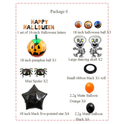 Halloween Aluminum Film Balloon Set Bar Ktv Shopping Mall Ghost Festival Flag Pulling Decoration Set, Style:Set 6-garmade.com