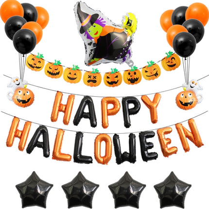 Halloween Aluminum Film Balloon Set Bar Ktv Shopping Mall Ghost Festival Flag Pulling Decoration Set, Style:Set 7-garmade.com