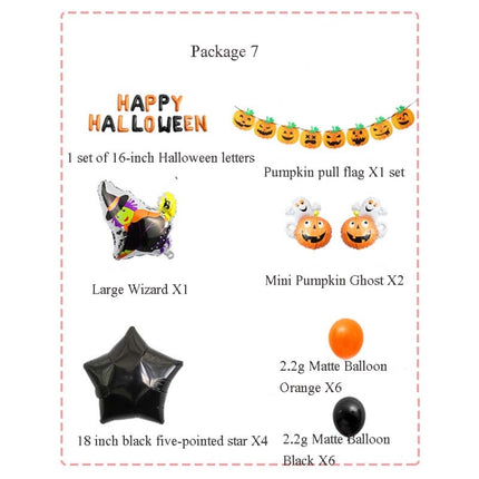 Halloween Aluminum Film Balloon Set Bar Ktv Shopping Mall Ghost Festival Flag Pulling Decoration Set, Style:Set 7-garmade.com