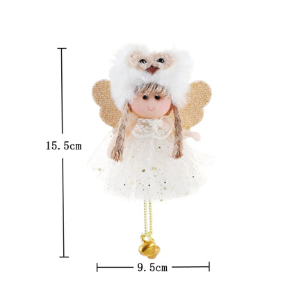 4 PCS Christmas Plush Net Yarn Sequined Angel Charm Children Doll Gift Christmas Tree Pendant, Style:Plush Hat(Gold)-garmade.com