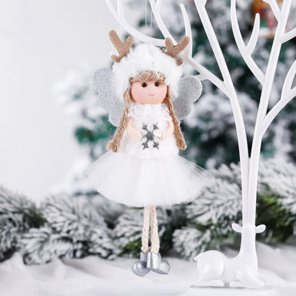 Christmas Decorations Christmas Tree Pendant Children Gift Doll, Style:Snowflake Girl(White)-garmade.com