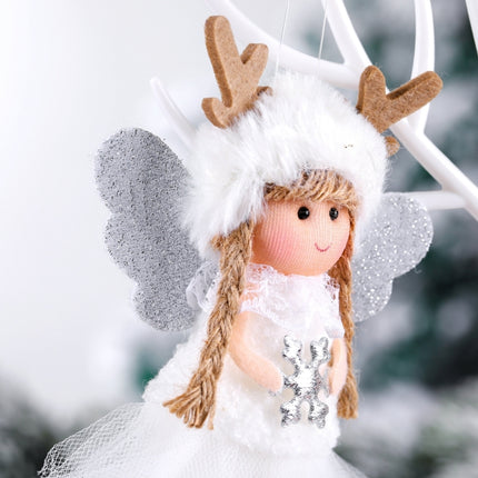 Christmas Decorations Christmas Tree Pendant Children Gift Doll, Style:Snowflake Girl(White)-garmade.com