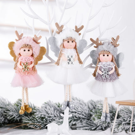 Christmas Decorations Christmas Tree Pendant Children Gift Doll, Style:Snowflake Girl(White)-garmade.com