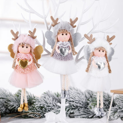 Christmas Decorations Christmas Tree Pendant Children Gift Doll, Style:Peach Heart Girl(White)-garmade.com