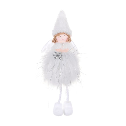 Christmas Decoration Plush Girl Angel Pendant Christmas Tree Pendant Gift, Size: Snowflake Angel(White)-garmade.com