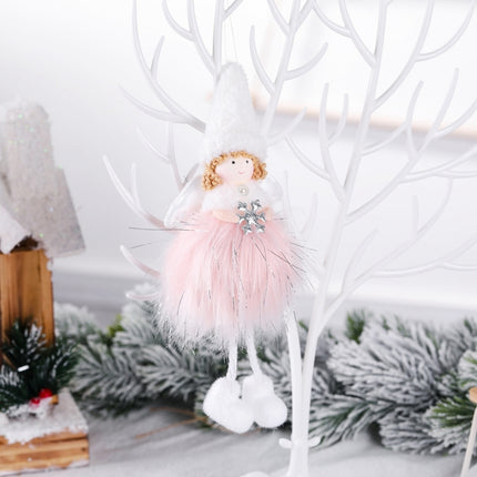 Christmas Decoration Plush Girl Angel Pendant Christmas Tree Pendant Gift, Size: Snowflake Angel(Pink)-garmade.com