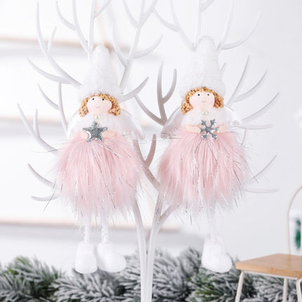 Christmas Decoration Plush Girl Angel Pendant Christmas Tree Pendant Gift, Size: Snowflake Angel(White)-garmade.com