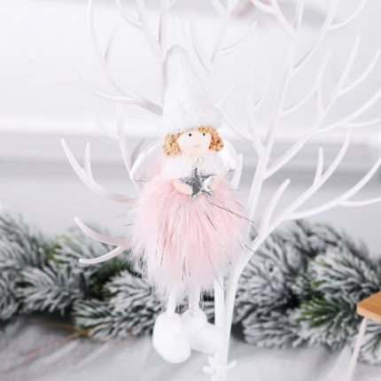 Christmas Decoration Plush Girl Angel Pendant Christmas Tree Pendant Gift, Size: Five Star Angel(Pink)-garmade.com