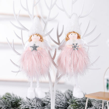 Christmas Decoration Plush Girl Angel Pendant Christmas Tree Pendant Gift, Size: Five Star Angel(White)-garmade.com
