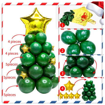 12 Inch Christmas Balloon Combination Set Christmas Scene Decoration(Red And Green Flag Set)-garmade.com