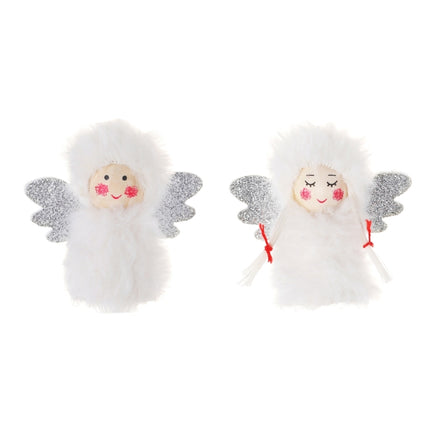 1 Pair Christmas Decorations Plush Dolls Boys And Girls Small Pendant(White)-garmade.com