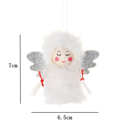 1 Pair Christmas Decorations Plush Dolls Boys And Girls Small Pendant(White)-garmade.com