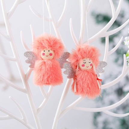 1 Pair Christmas Decorations Plush Dolls Boys And Girls Small Pendant(Orange Pink)-garmade.com