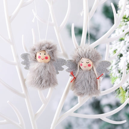 1 Pair Christmas Decorations Plush Dolls Boys And Girls Small Pendant(Grey)-garmade.com