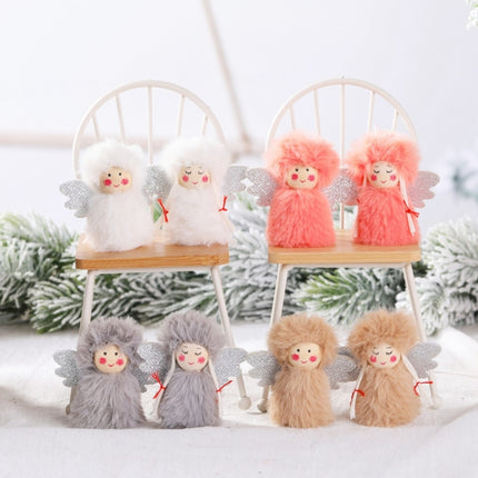 1 Pair Christmas Decorations Plush Dolls Boys And Girls Small Pendant(White)-garmade.com