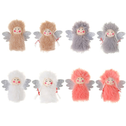1 Pair Christmas Decorations Plush Dolls Boys And Girls Small Pendant(White)-garmade.com