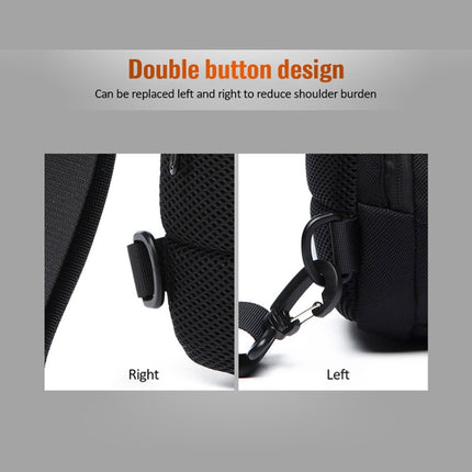 OZUKO 9223 Anti-theft Men Chest Bag Waterproof Crossbody Bag with External USB Charging Port, Style:Standard Size(Black)-garmade.com