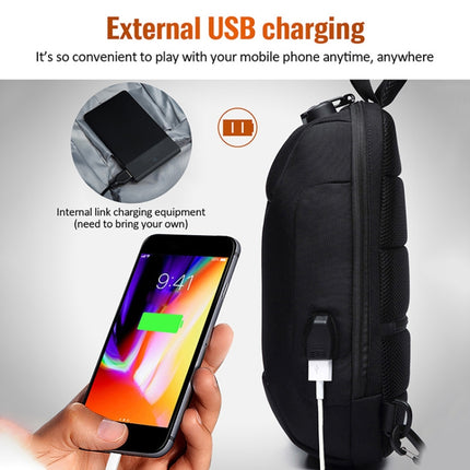 OZUKO 9223 Anti-theft Men Chest Bag Waterproof Crossbody Bag with External USB Charging Port, Style:Standard Size(Black)-garmade.com