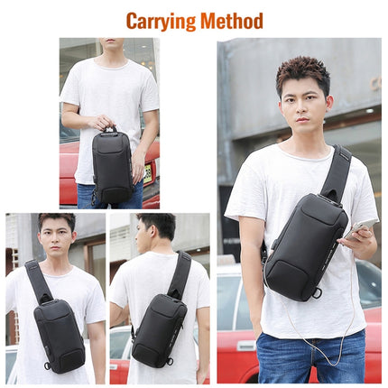 OZUKO 9223 Anti-theft Men Chest Bag Waterproof Crossbody Bag with External USB Charging Port, Style:Standard Size(Army Green)-garmade.com